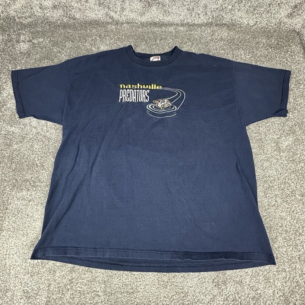 Cadre Athletic Nashville Predators Hockey T-Shirt Mens XL Navy Blue Y2K 00's
